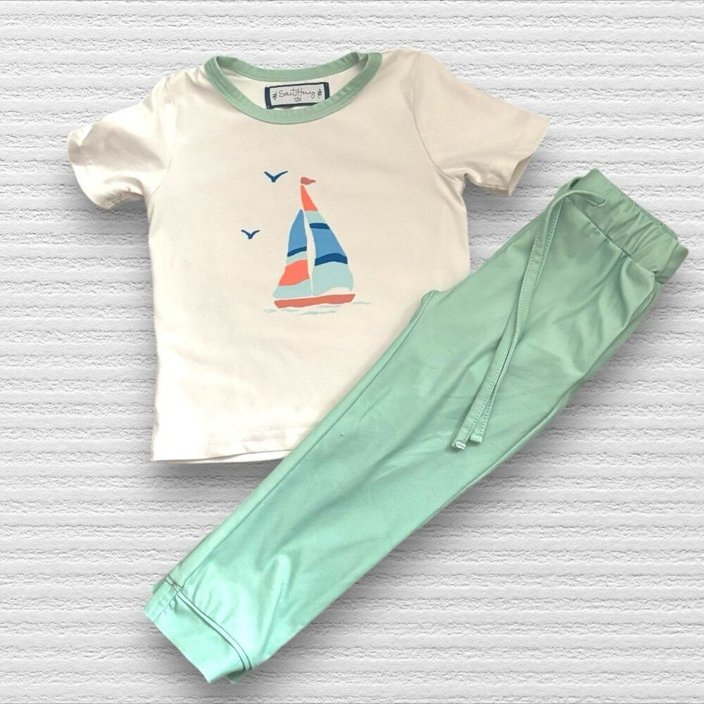 Sweethoney Sailboats Pajama Set 12M Short Sleeve Jogger Dreamer
